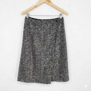 Theory Gantrima K Black White Tweed Wool Wrap A-Line Skirt -‎ No Brand Tag